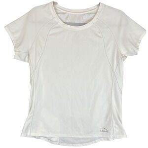 LL Bean Womens White Performance T-Shirt Short Sleeve Active Top 288017 Size M